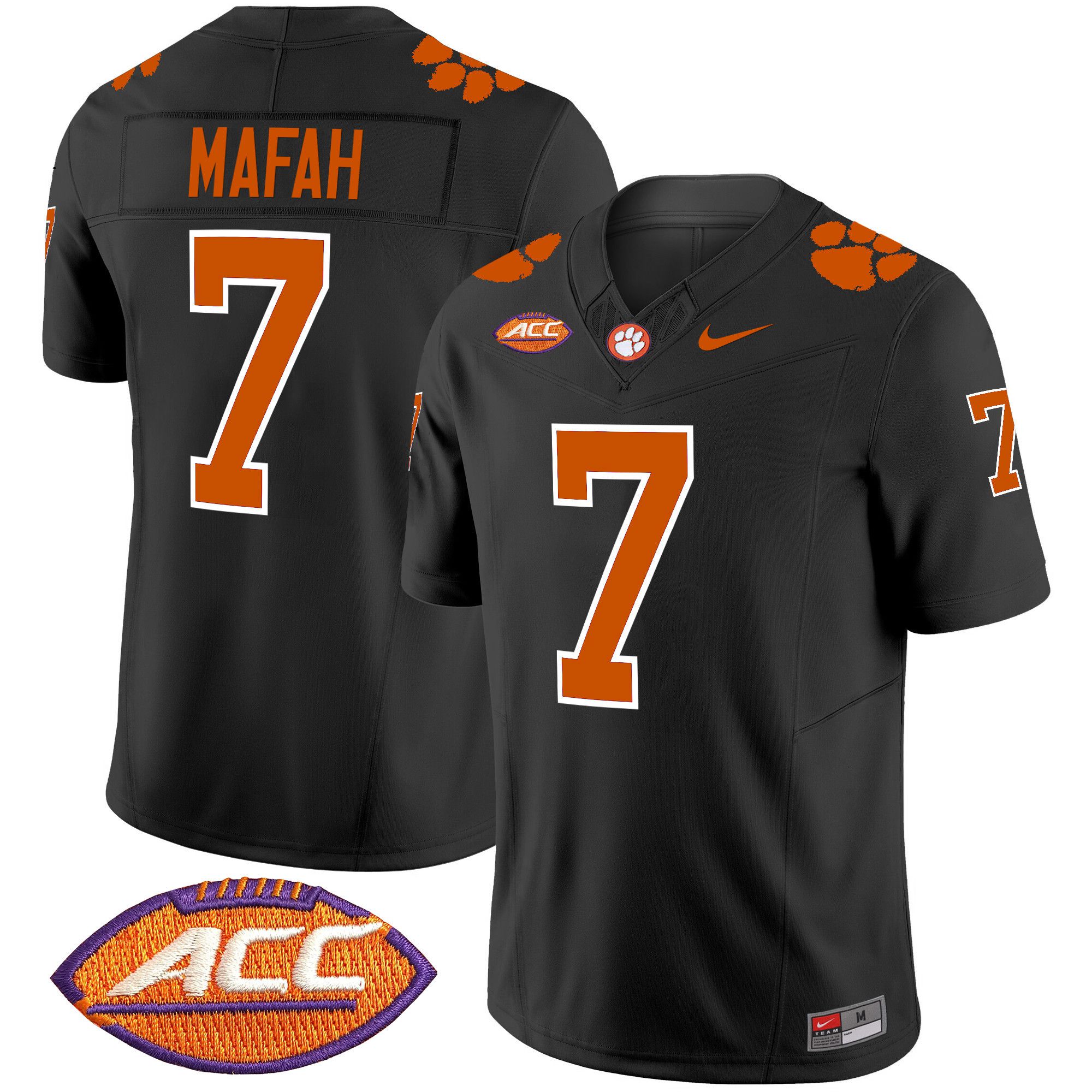Men Clemson Tigers #7 Mafah Black 2024 Nike Vapor Limited NCAA Jersey style 1